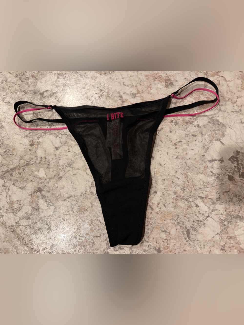 VS PINK Halloween I Bite High- Leg Mesh thong panty NWT Large